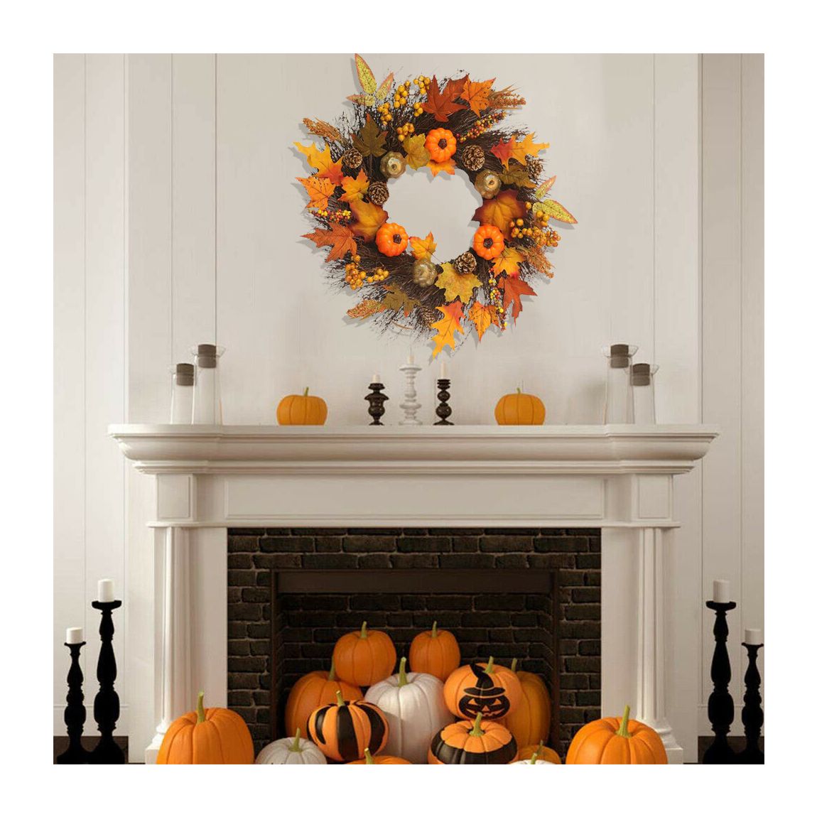 Autumn Plastic Round Prelit Wreath main product photo