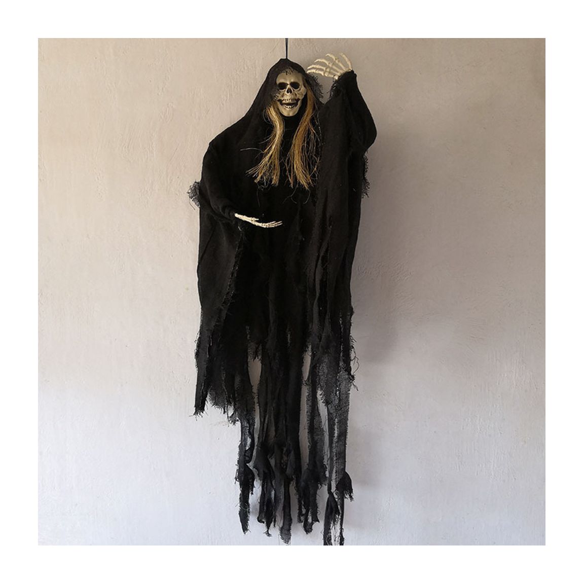 Halloween Black Hanging Skeleton Ghost with Sensor main product photo