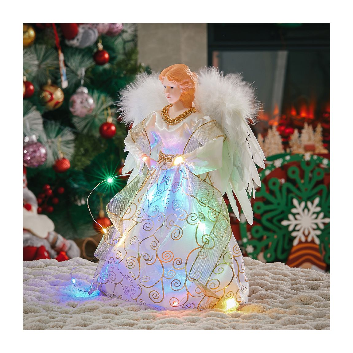 Yellow Angel Doll with LED Lights for Christams Tree Topper main product photo