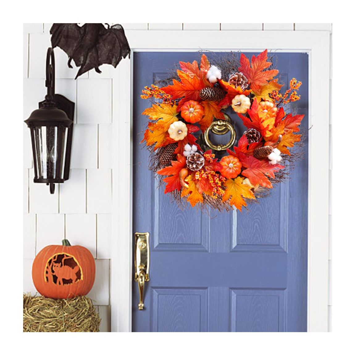 Maple Pumpkin Wreath for Halloween Thanksgiving main product photo