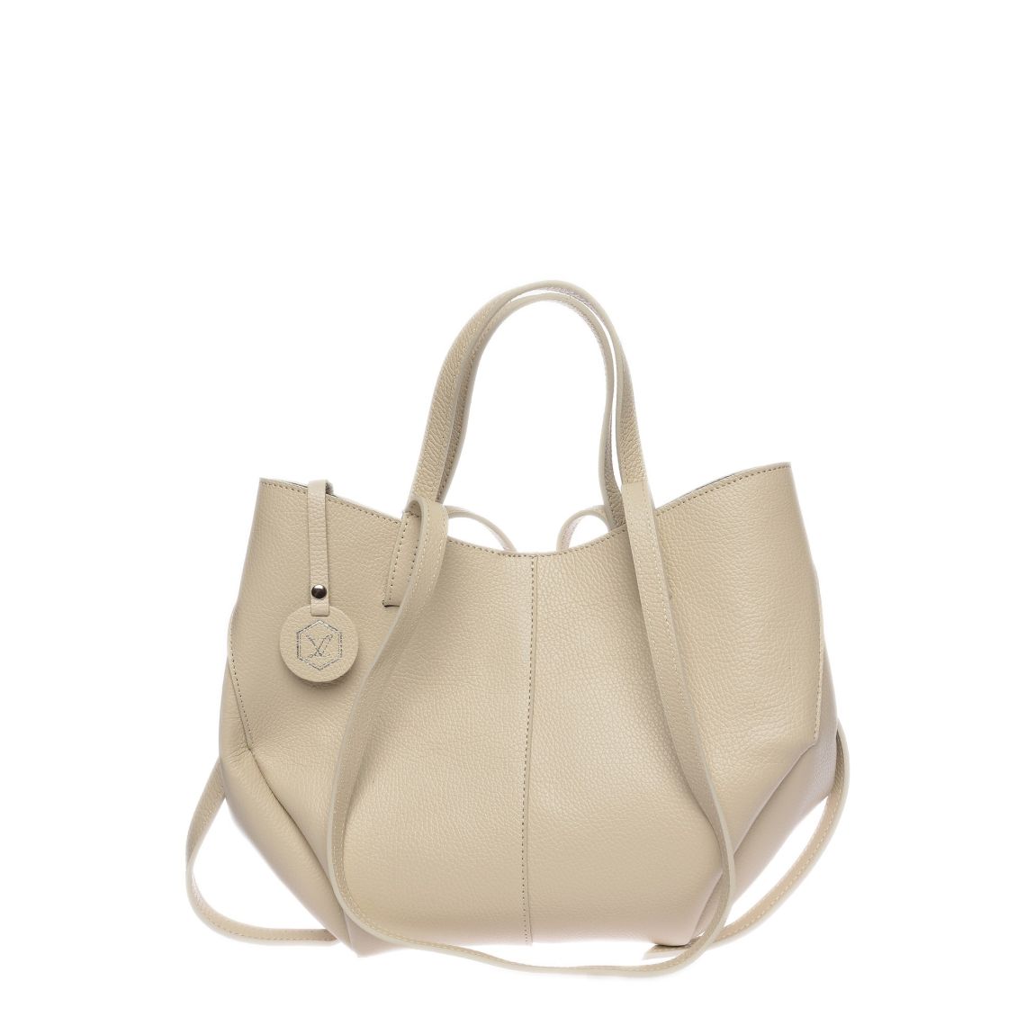 Beige Italian Leather Handbag main product photo