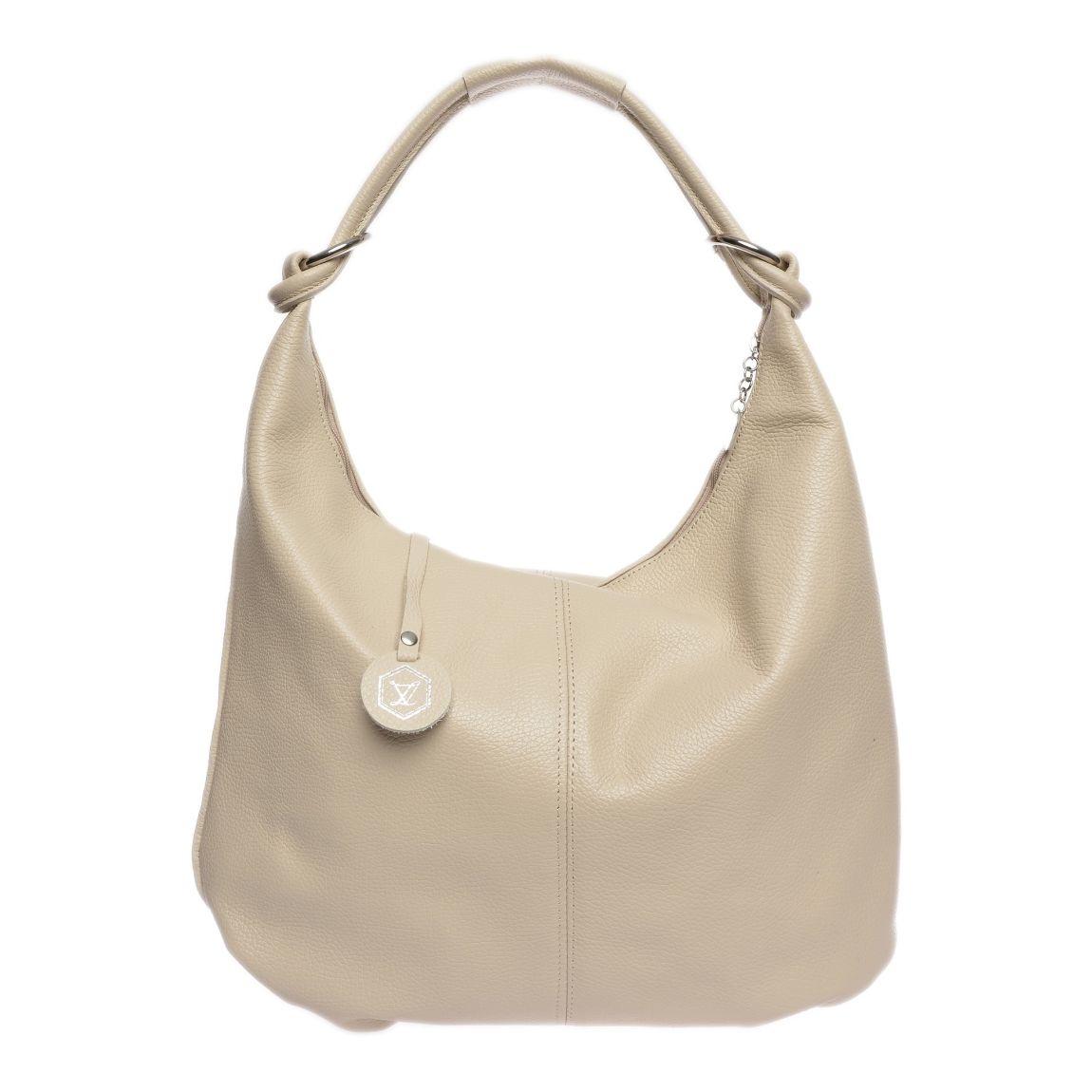 Beige Italian Leather Hobo Bag main product photo