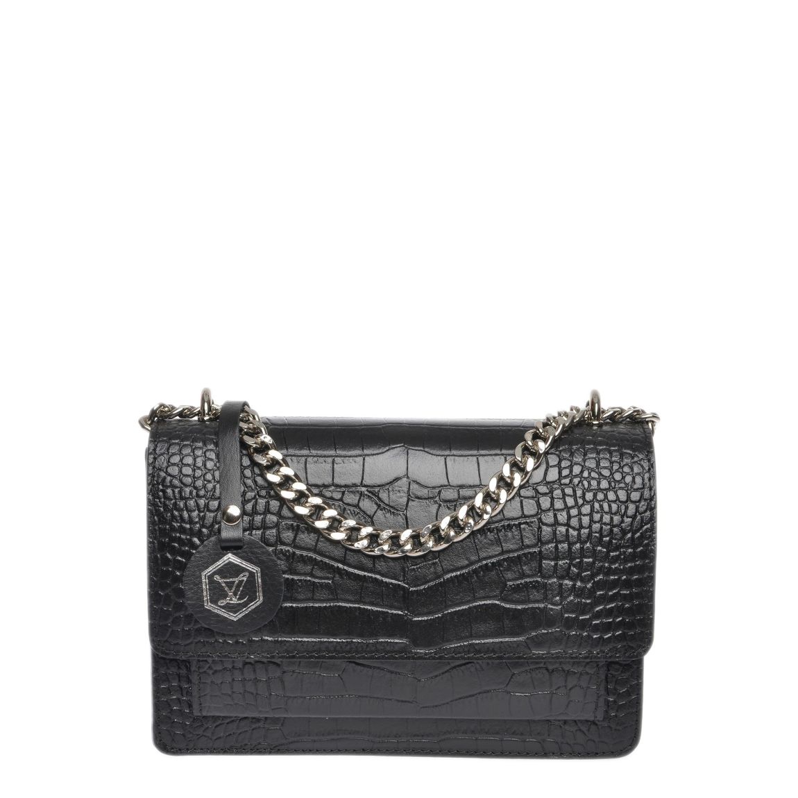 Black Italian Leather Shoulder Bag main product photo