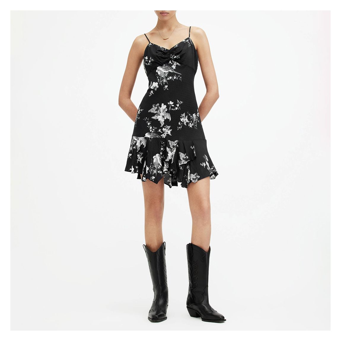Black Erica Flower Mini Dress main product photo