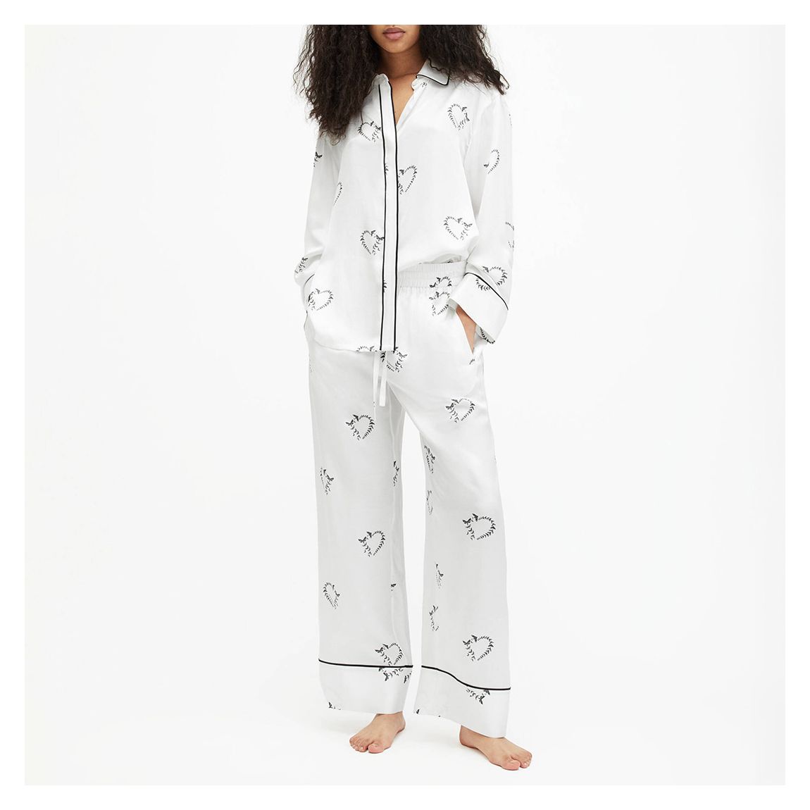 White Sofi Silk Blend Escalera Pyjama Trousers main product photo