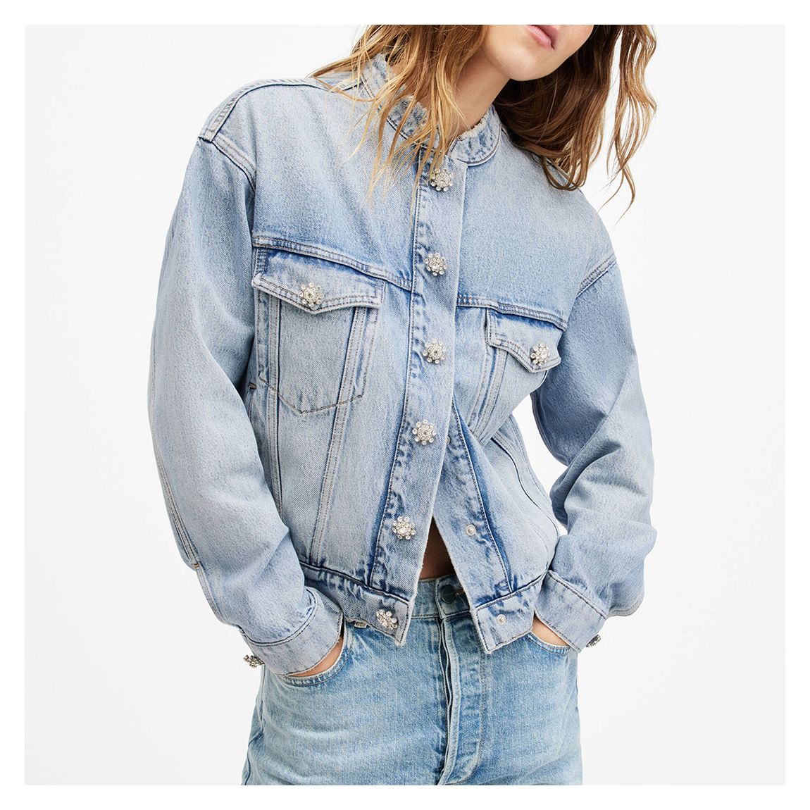 Light Blue Bella Diamond Denim Jacket main product photo