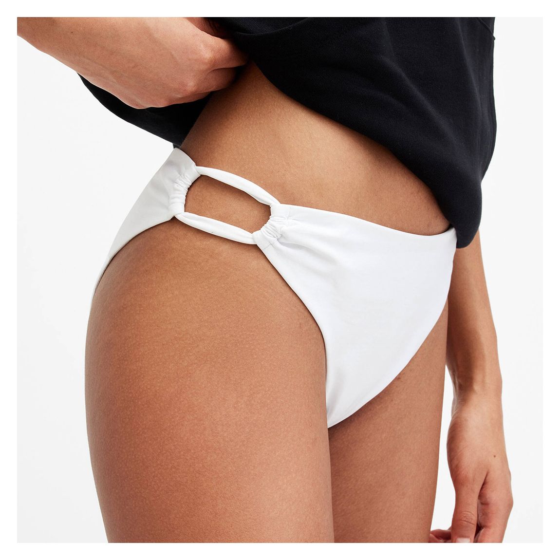 White Kayla Side Cut Out Bikini Bottom main product photo