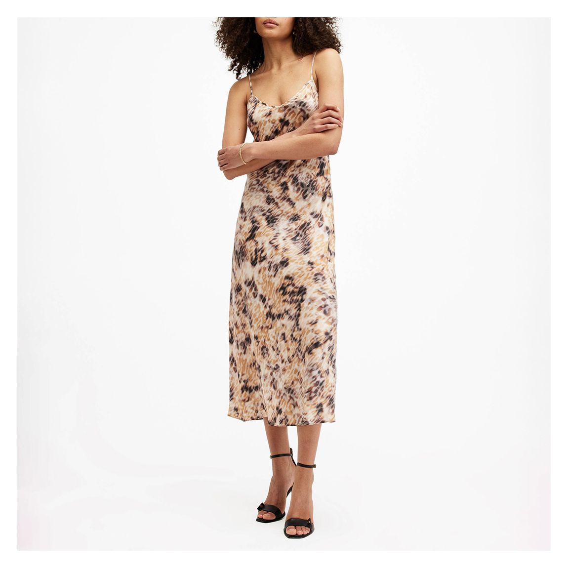 Beige Carmina Animal Print Slip Dress main product photo