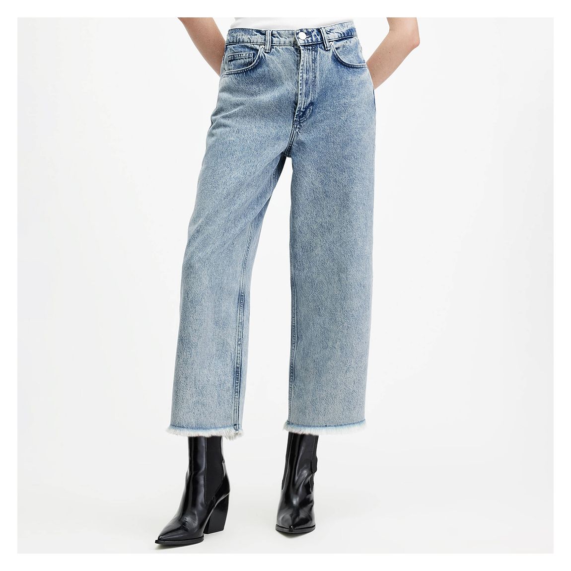 Washed Blue Blake Cropped Straight Stretch Jeans main product photo