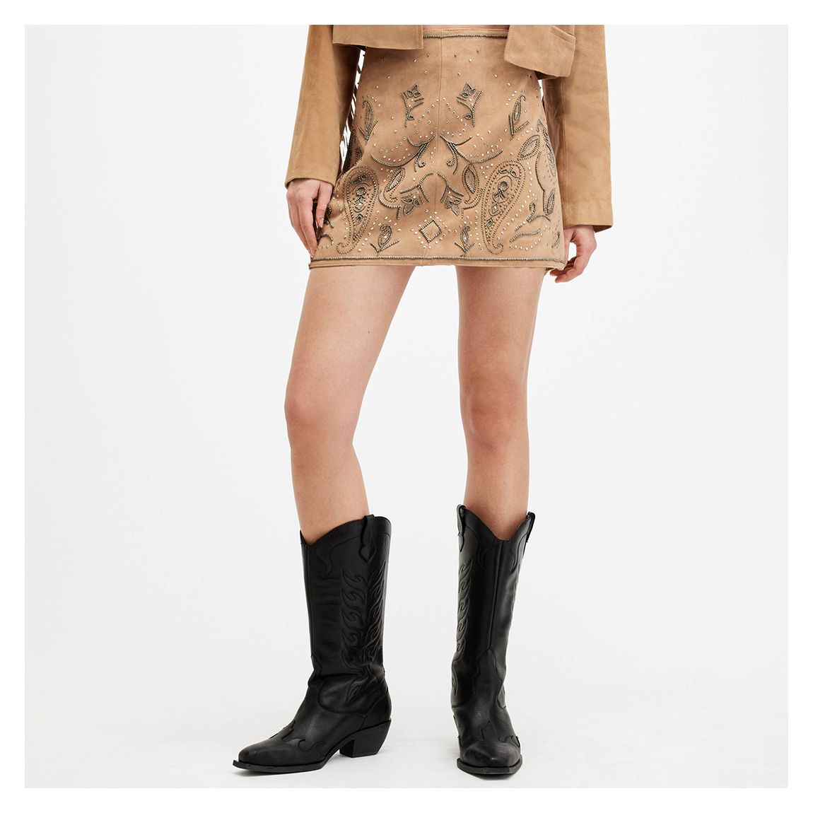 Beige Shai Embellished Mini Skirt main product photo