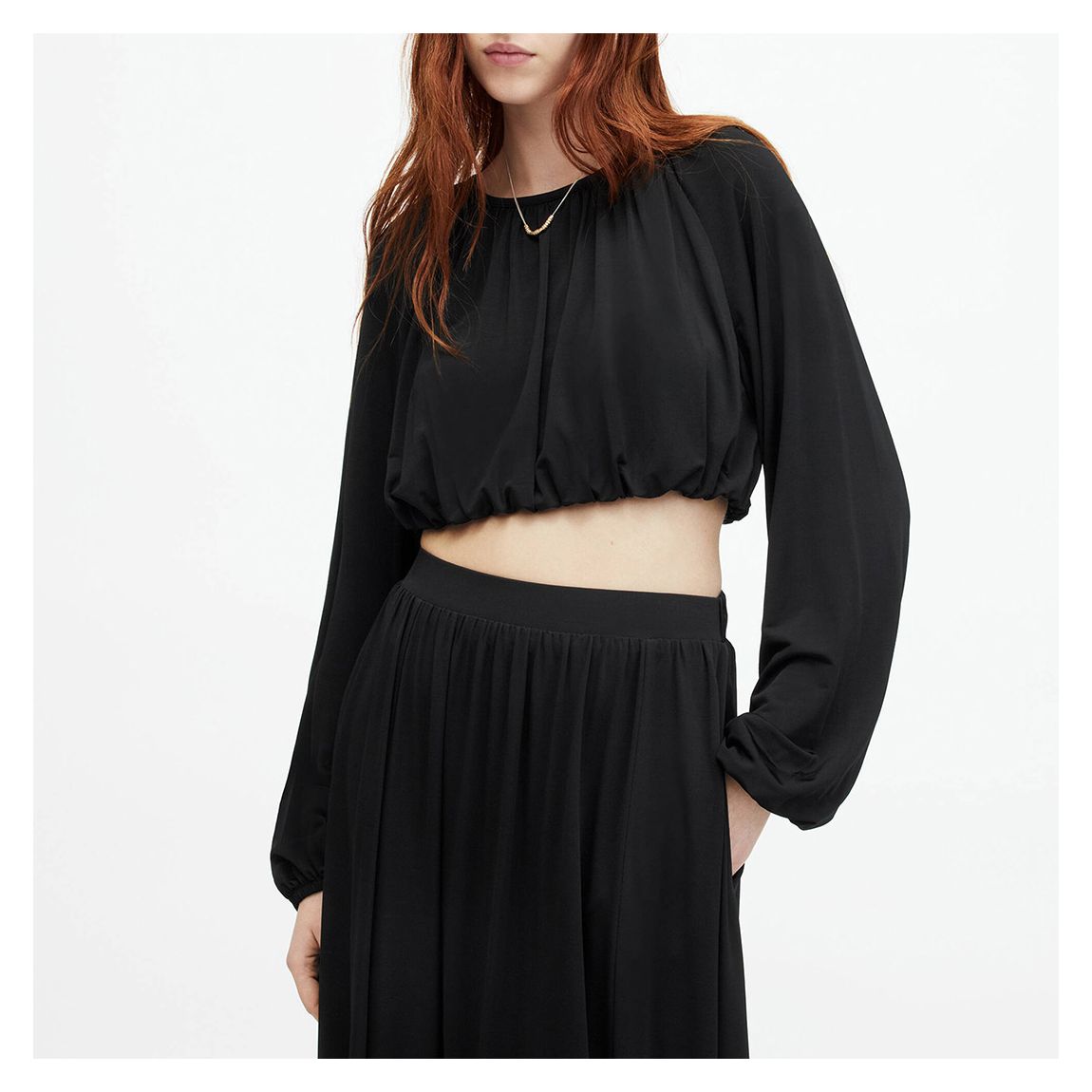 Black Casandra Draped Cropped Top main product photo