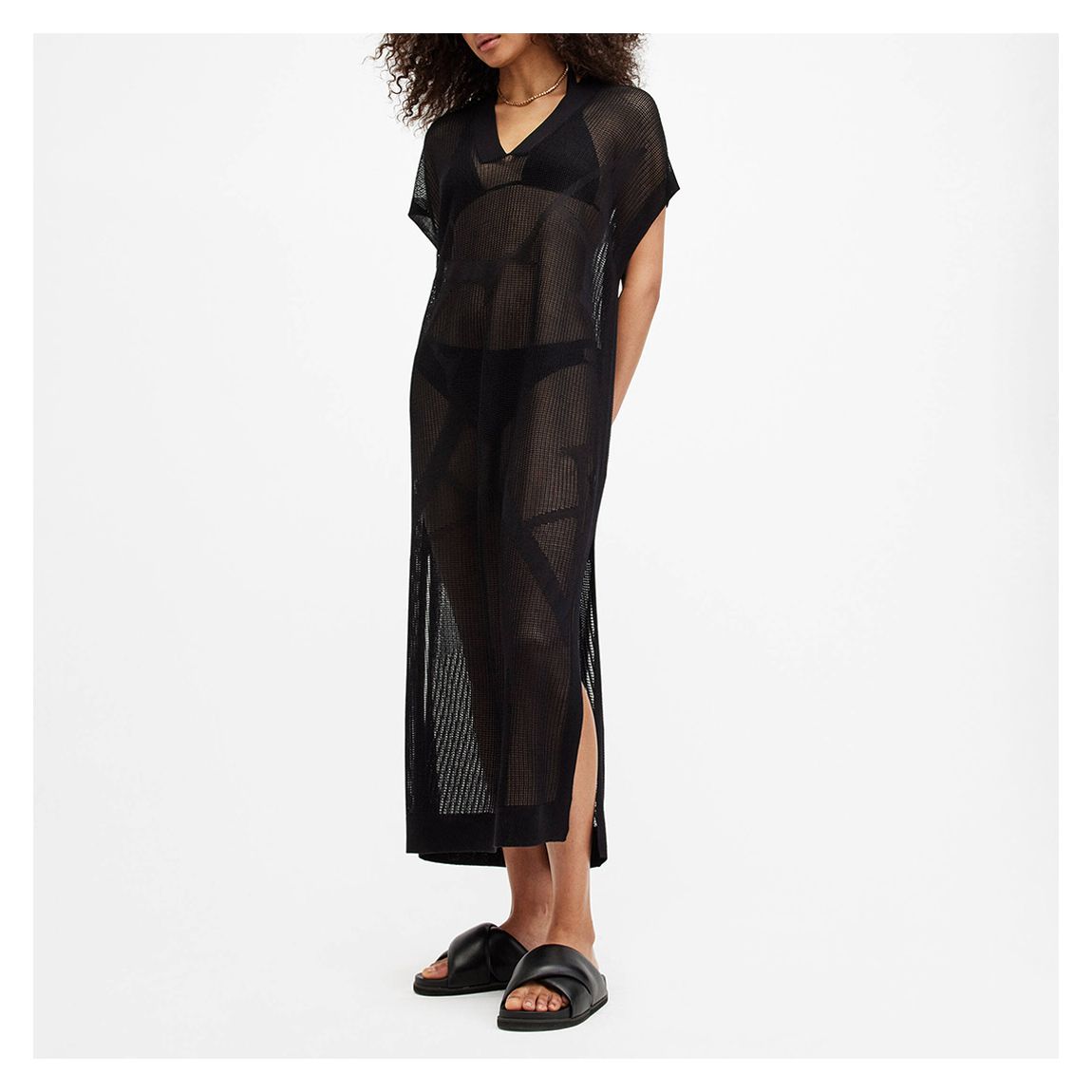 Black A Star Mesh Beach Dress main product photo