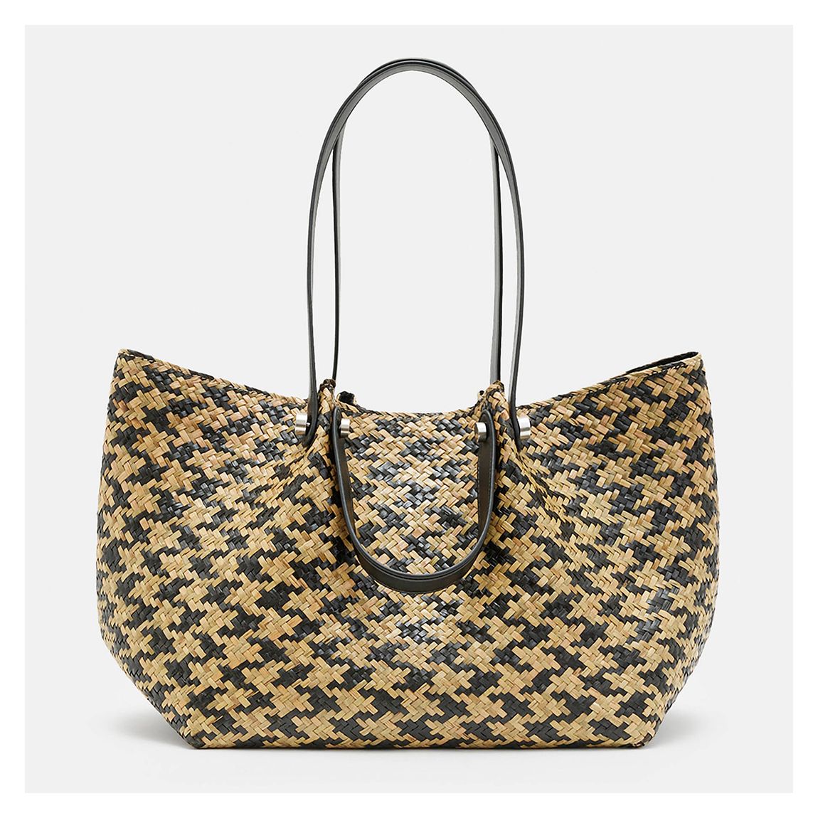 Black/Beige Allington Straw Tote Bag main product photo