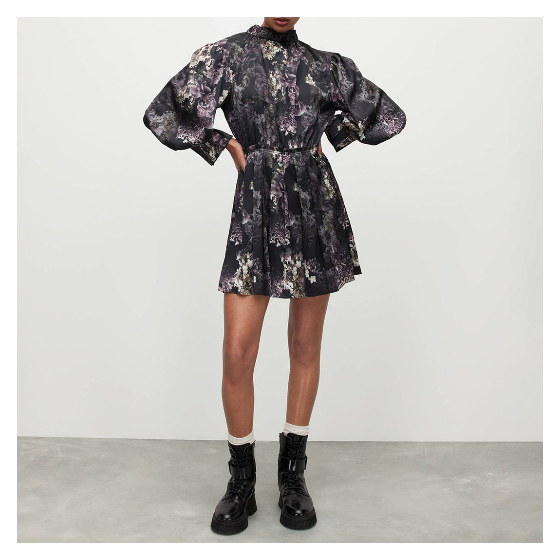 Black Zoey Floral Mini Dress main product photo