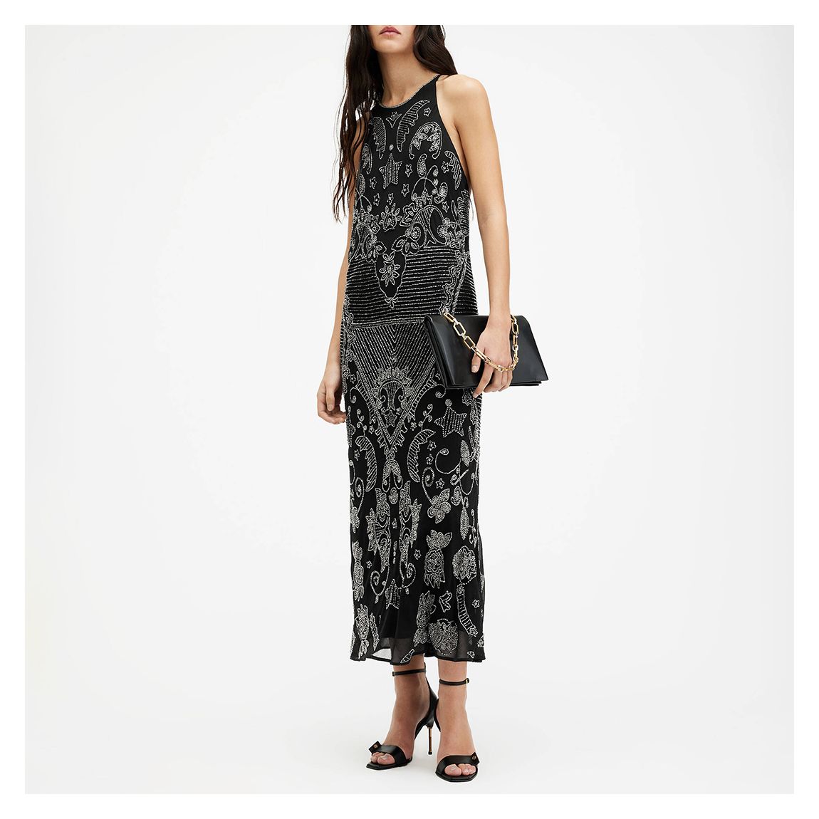 Black Coralie Embellished Slip Dress main product photo