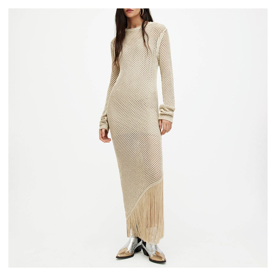Gold Jesse Fringe Mesh Dress main product photo