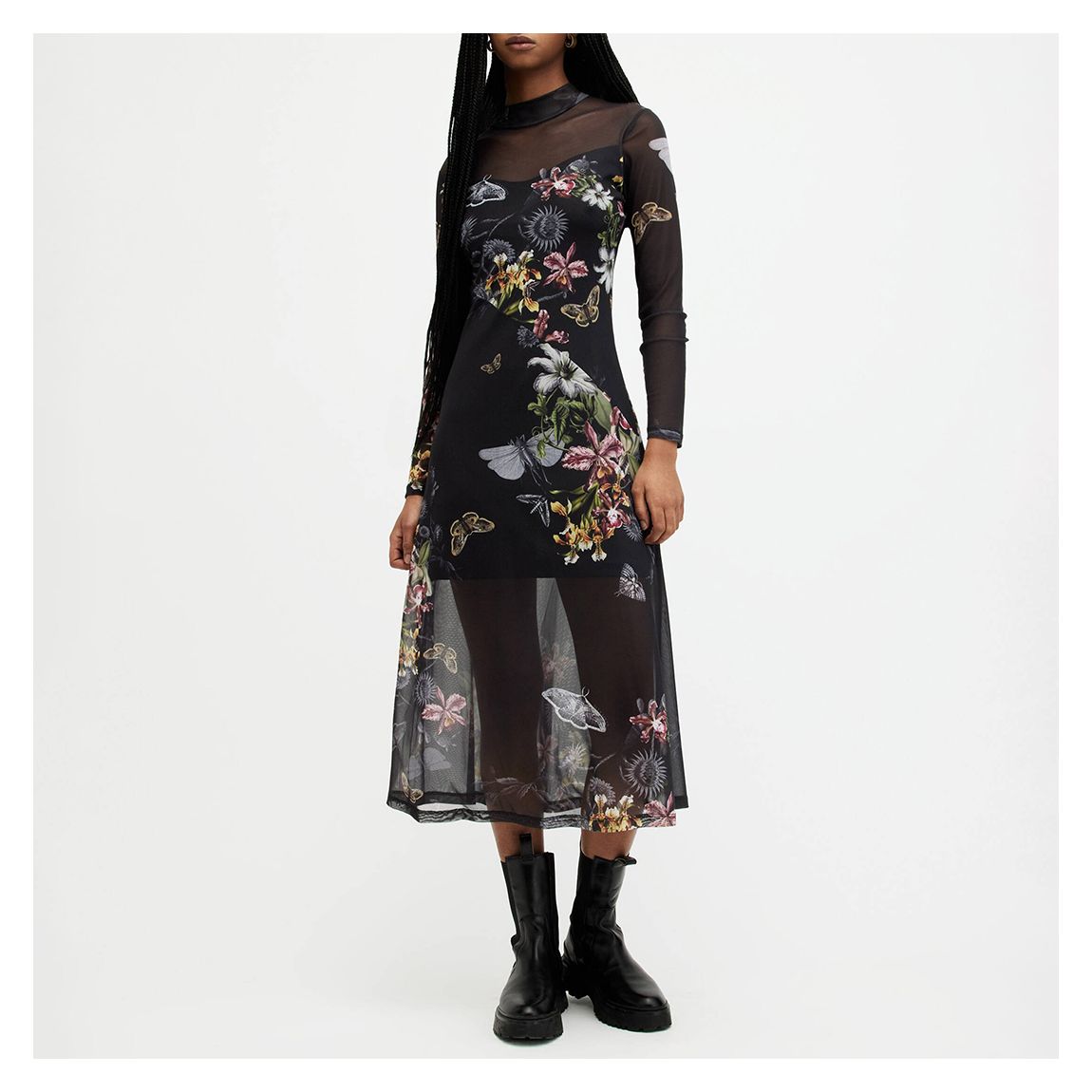 Black Hanna Sheer Midi Dress main product photo
