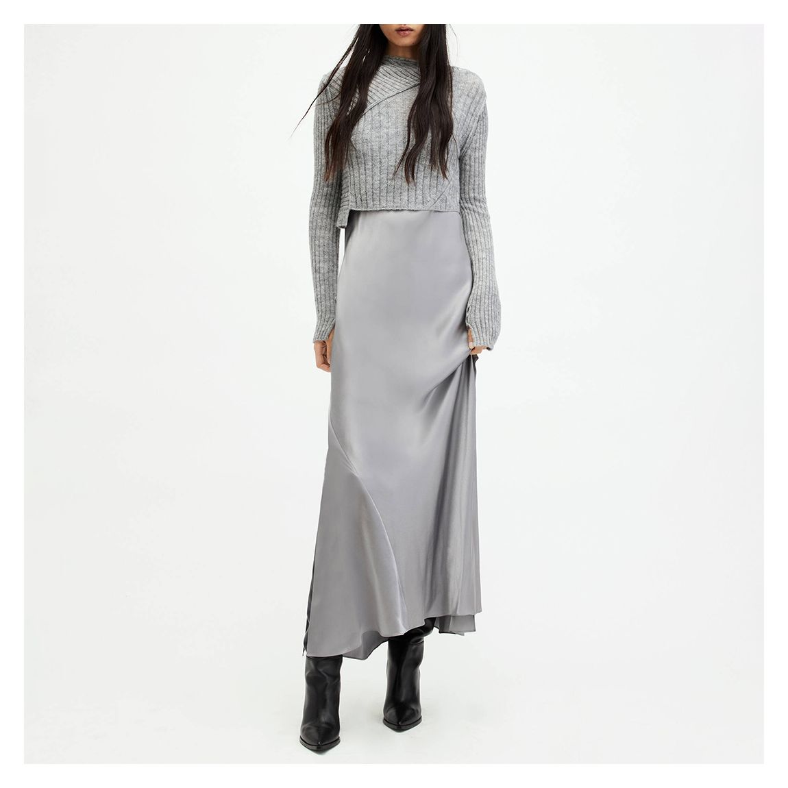Grey Amos Fluted Split Dress main product photo