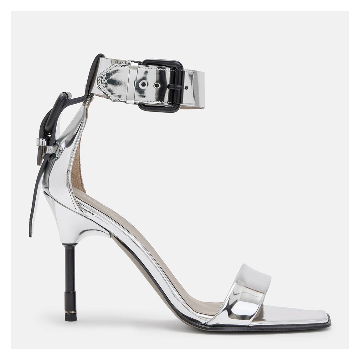 Silver Noir Buckle Strap Heels main product photo