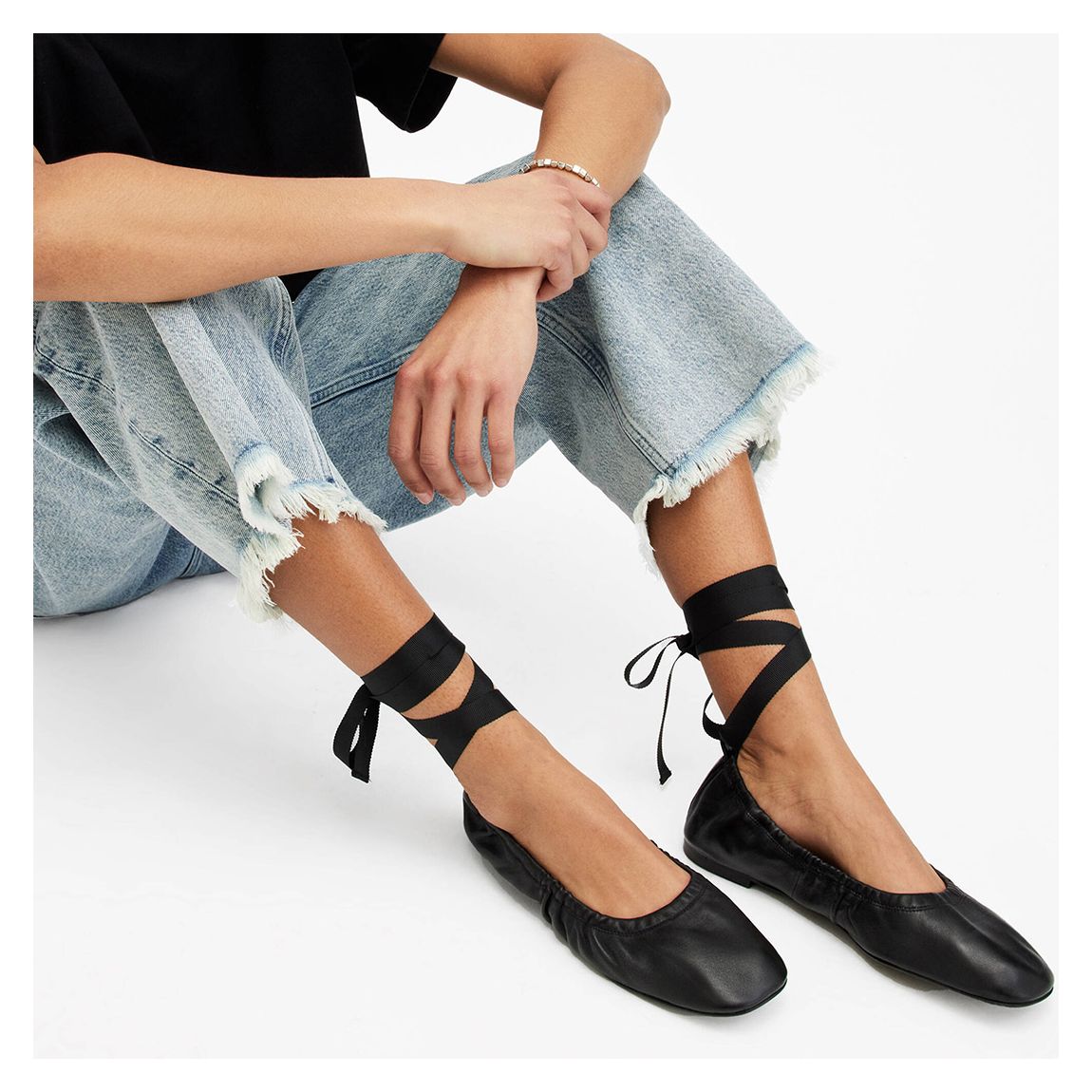 Black Alia Ribbon Leather Pumps main product photo