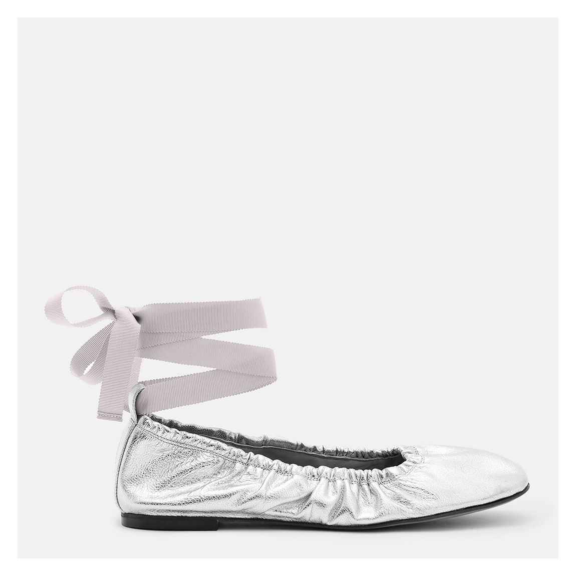 Silver Alia Ribbon Leather Pumps main product photo