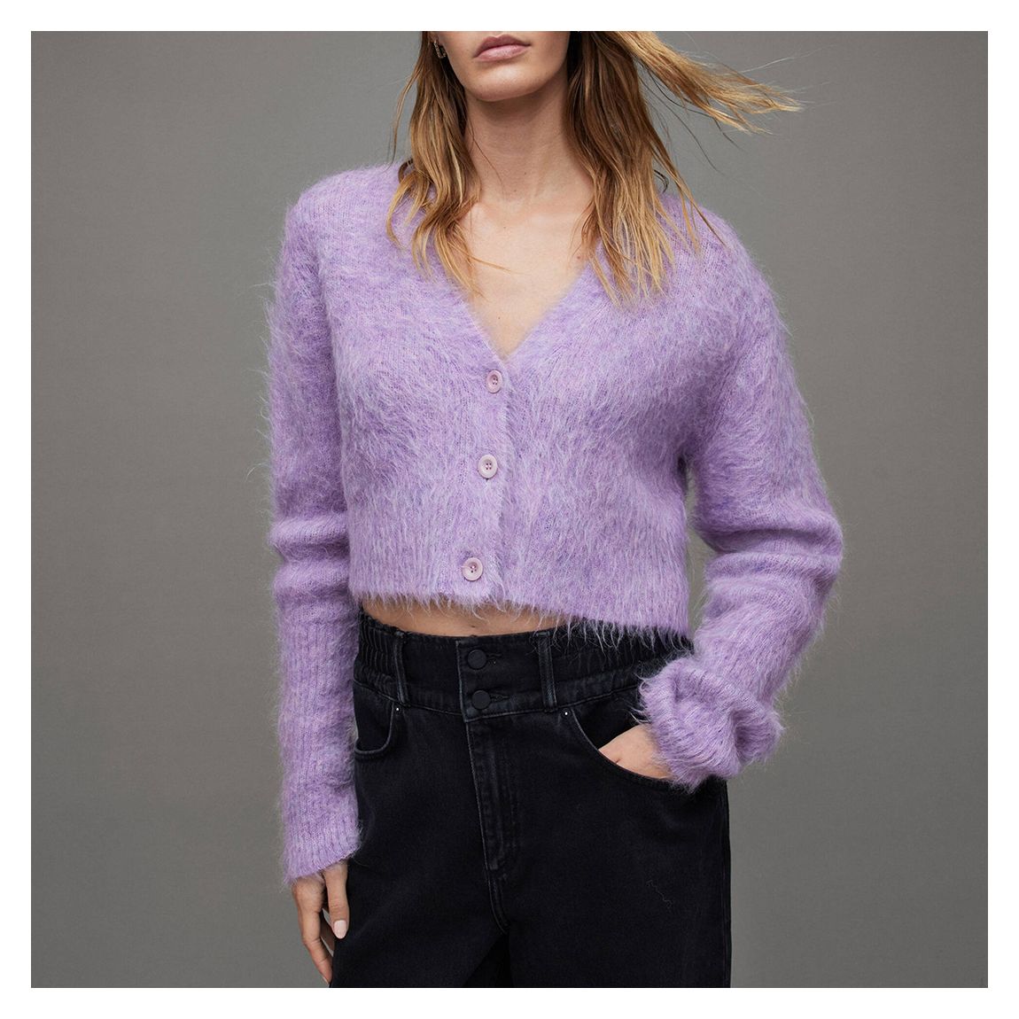Lilac Wick Brushed Crop Cardigan main product photo