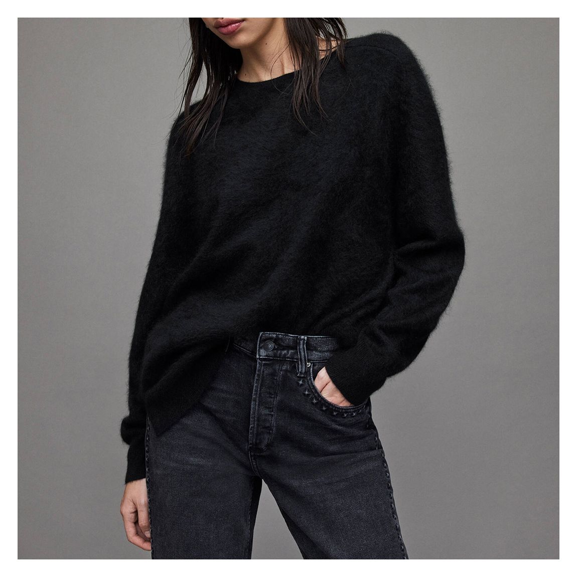 Black Chrissy Cashmere Crew Jumper main product photo
