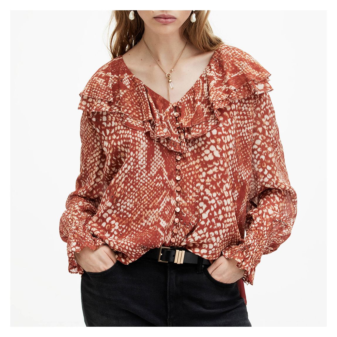 Red Phoebe Waimea Animal Frill Top main product photo