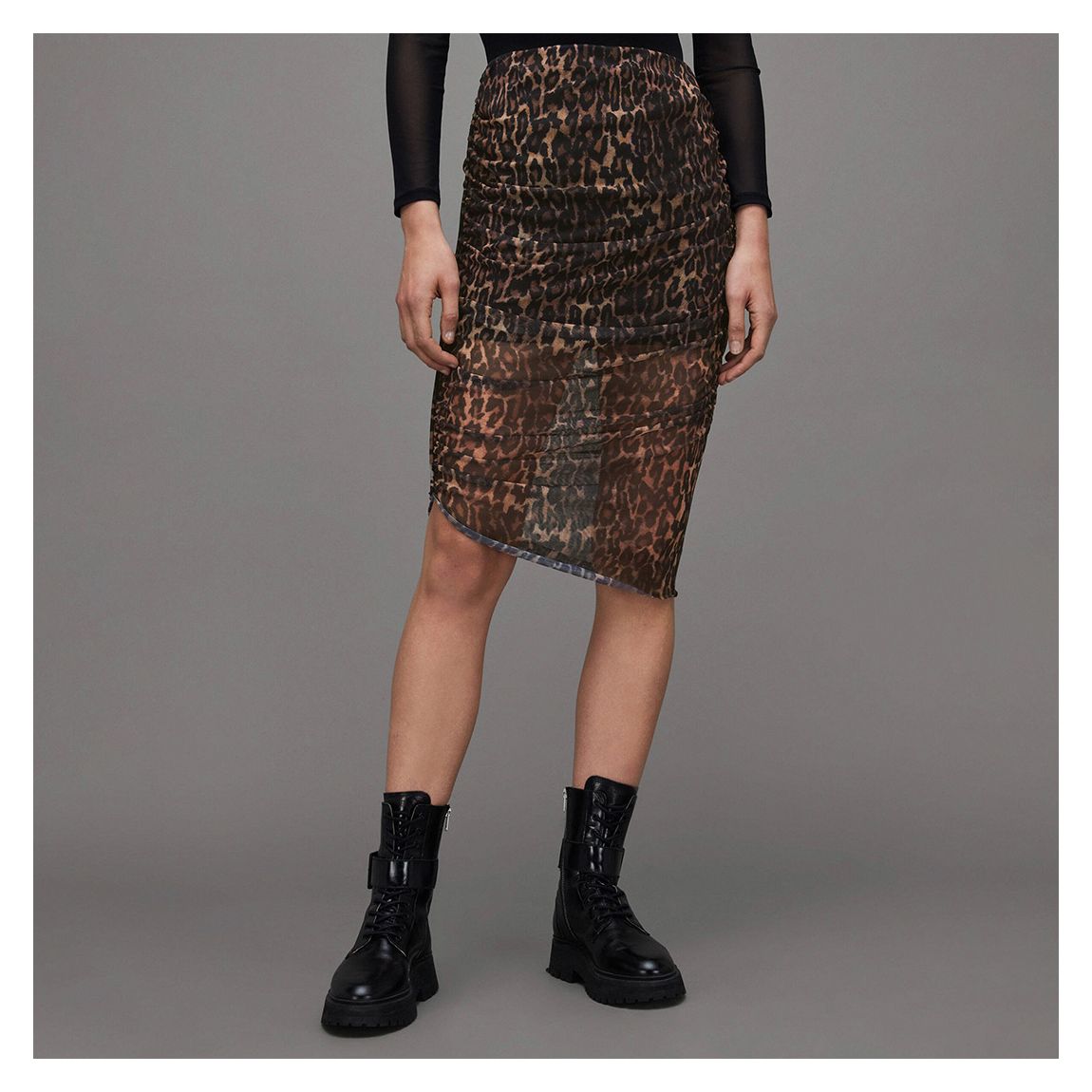 Brown Nora Leopord Sheer Skirt main product photo