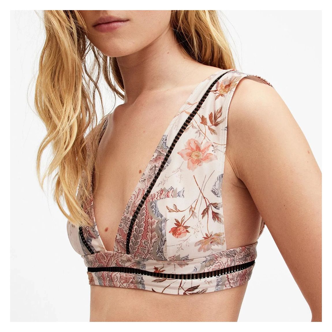 Pink Gorah Floral Print Bikini Top main product photo