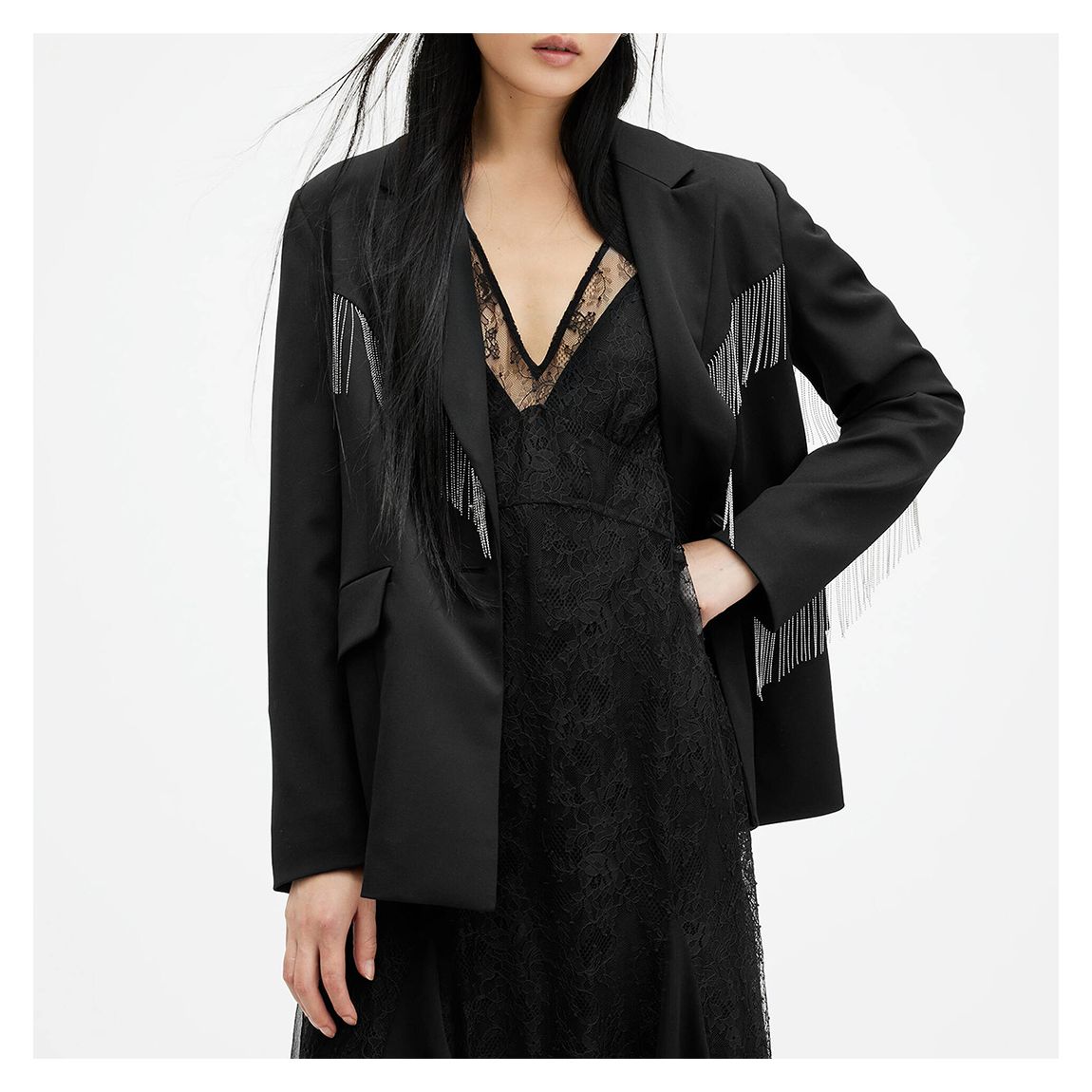 Black Franky Tassel Chain Blazer main product photo