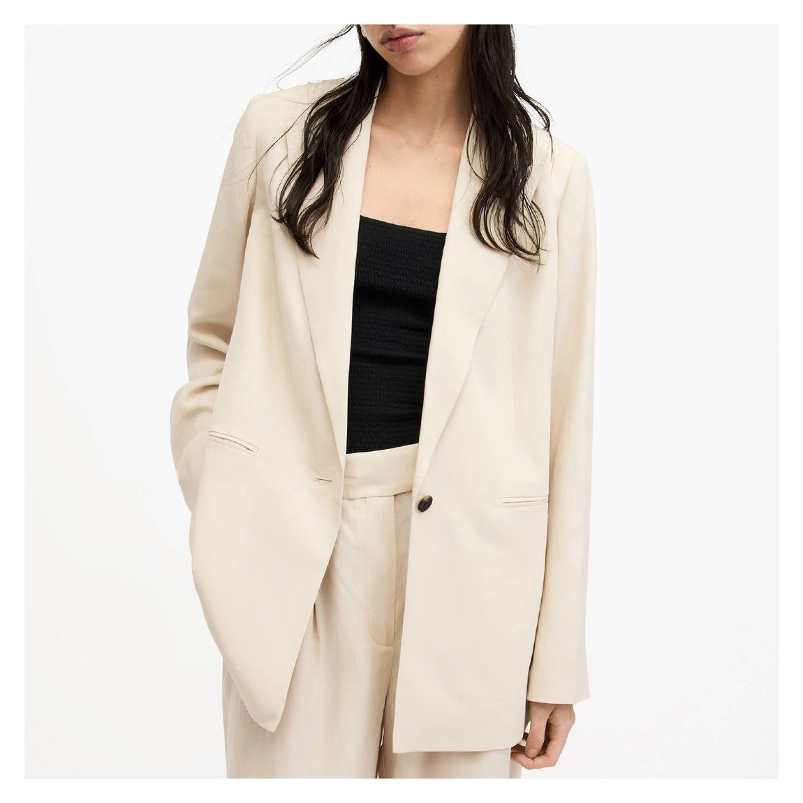 White Deri Lyn Linen Blend Blazer main product photo