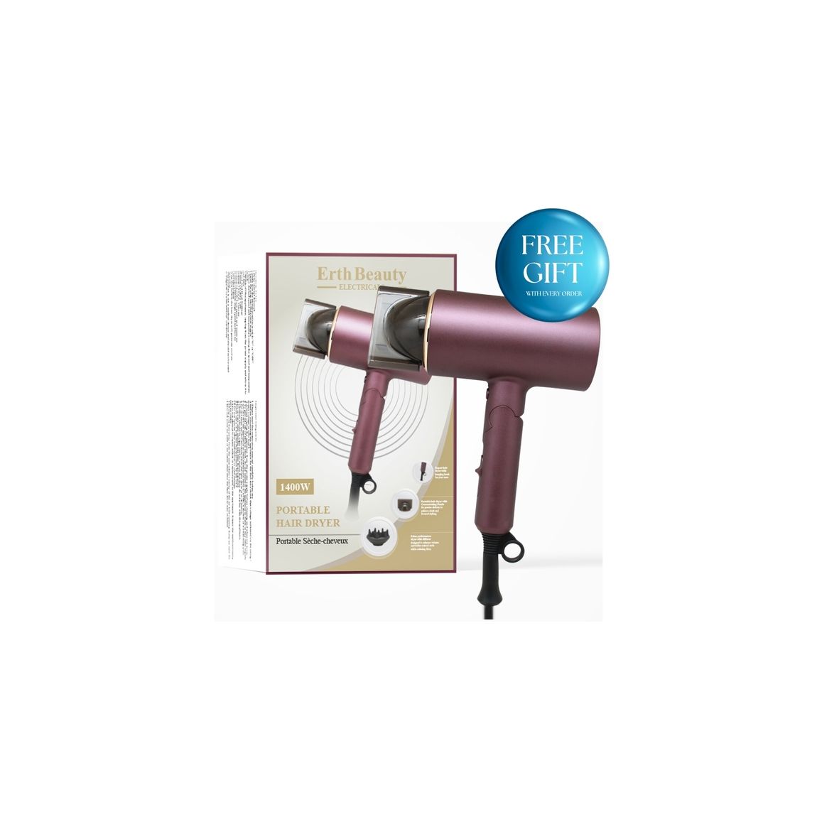 Erth Beauty London Portable Hair Dryer main product photo