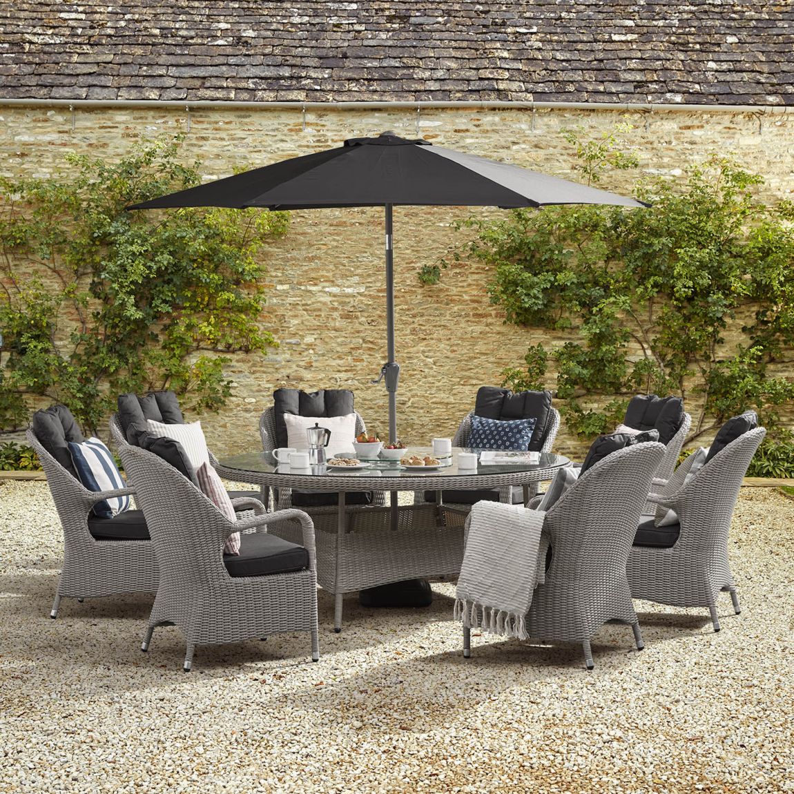 Eton 8R - 8 Seat Dining Set - Light Grey main product photo