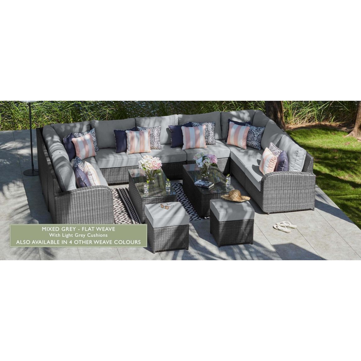 LEDBURY 5a - U Shaped Sofa with 2 x Coffee Tables - Mixed Grey main product photo