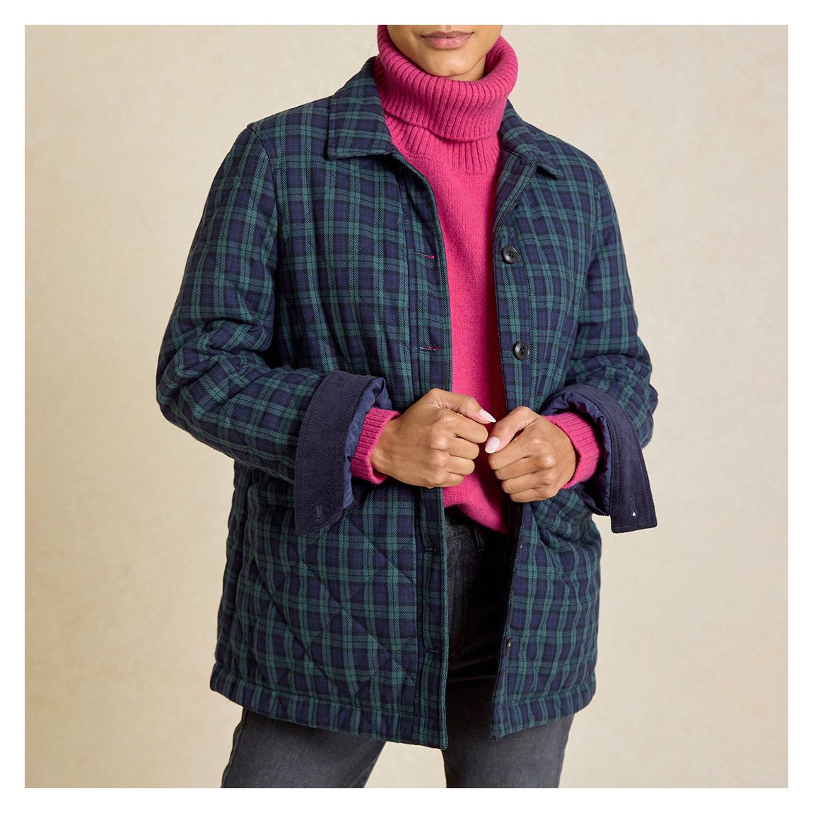 Multi Check Selset Quilted Jacket main product photo