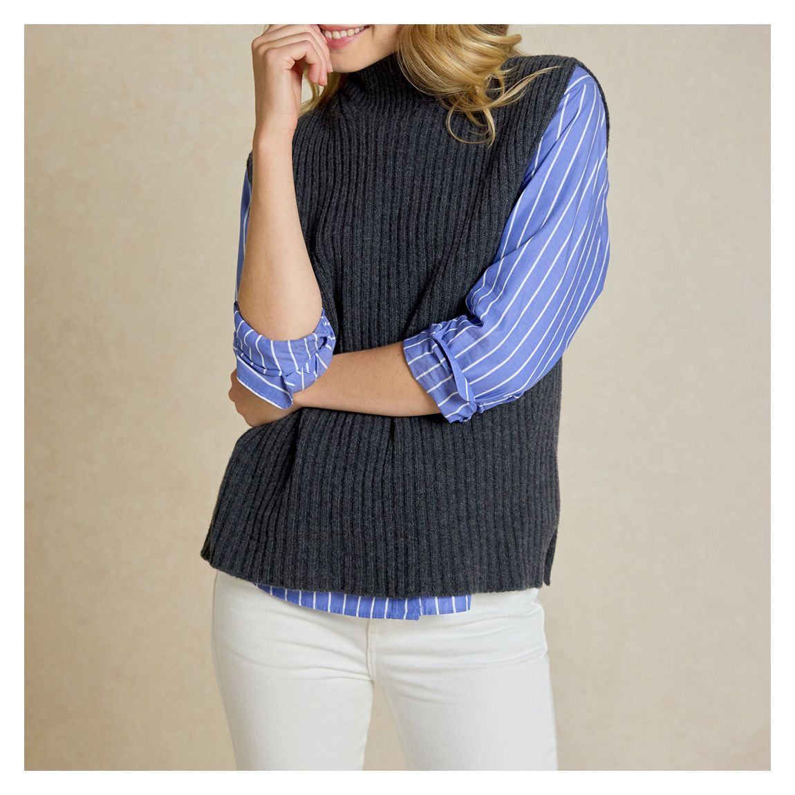 Charcoal Wychall Mock Neck Vest main product photo