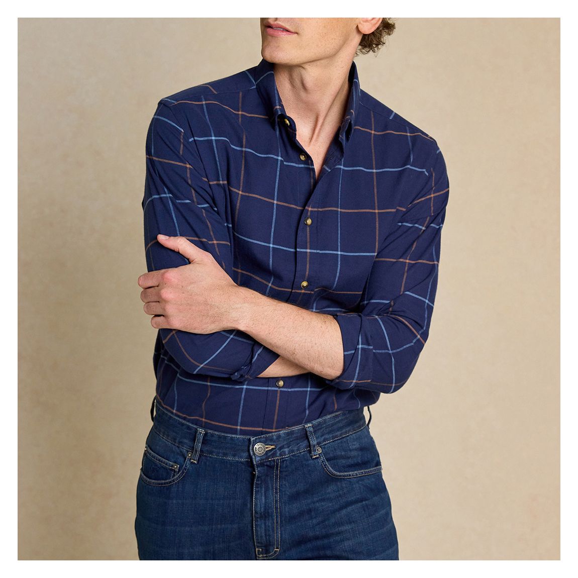 Burnham Navy Check Shirt main product photo