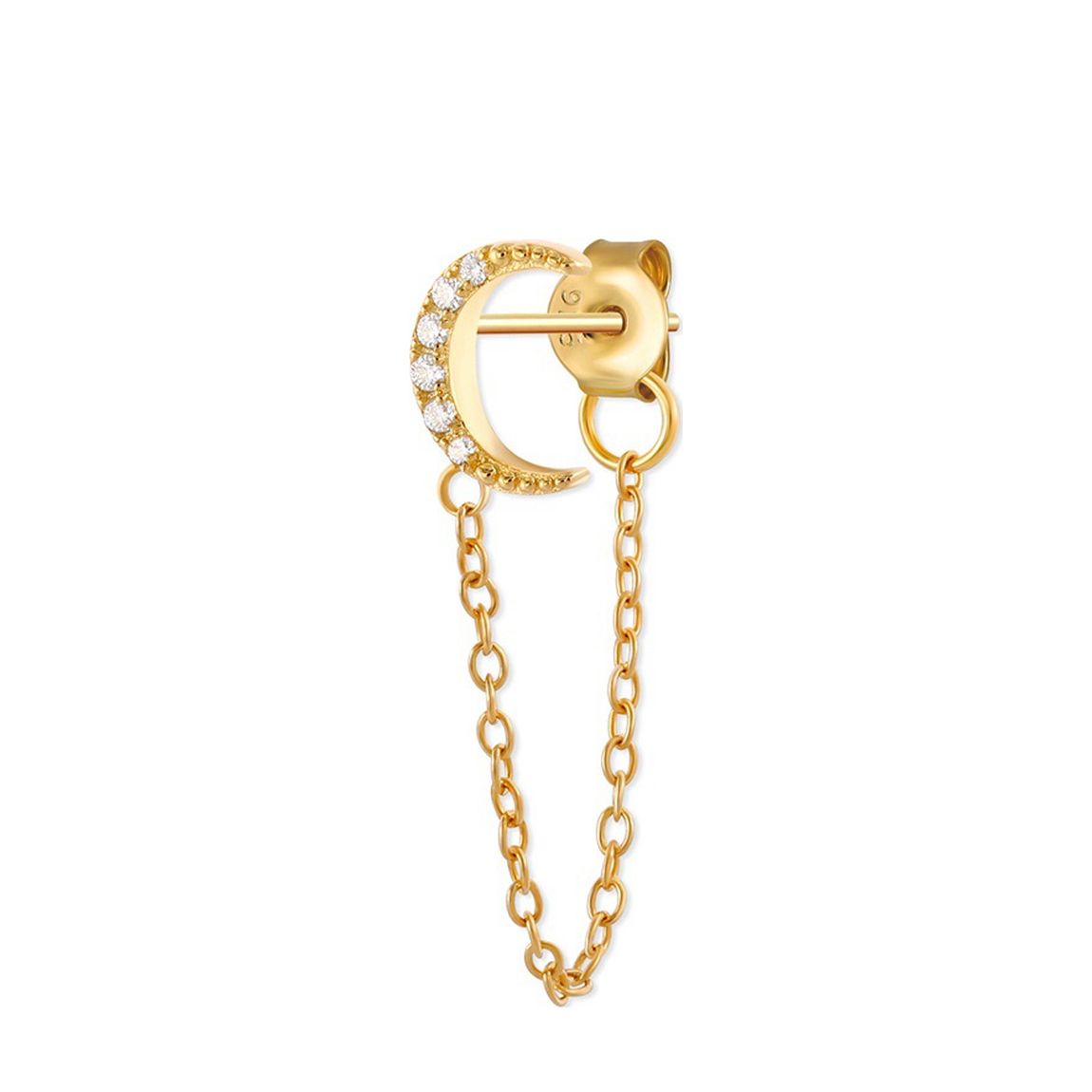 Gold Chain Drop Half Moon Pendant Earring main product photo