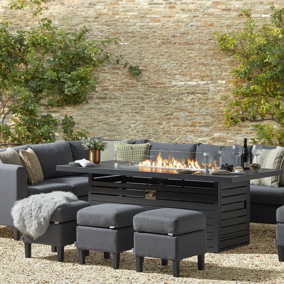 Birkin 2G - Extended Corner Sofa with Gas Fire Pit Dining Table main product photo