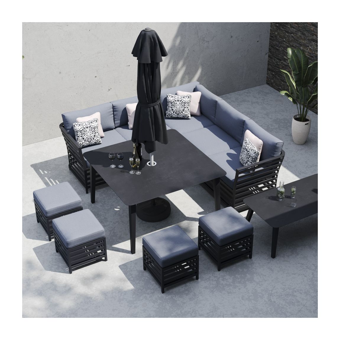 Salone 1D - Corner Sofa with Square Dining Table - Graphite main product photo