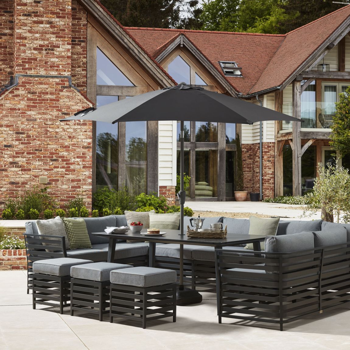 Salone 5E - U Shaped Sofa Combo with Dining Table - Graphite main product photo