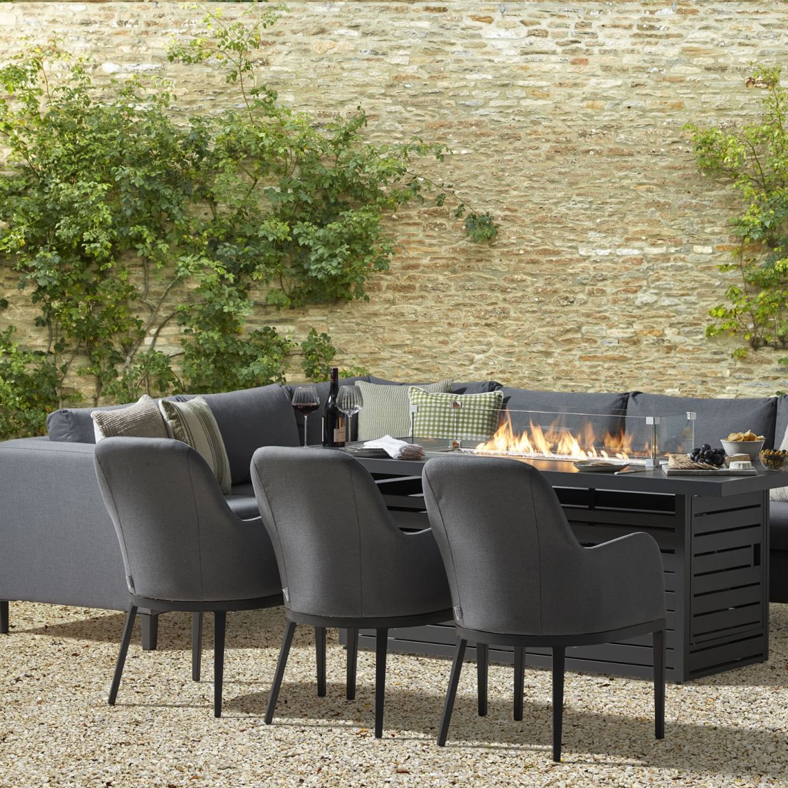 Birkin 2M - Extended Corner Sofa with Gas Fire Pit Dining Table Set main product photo