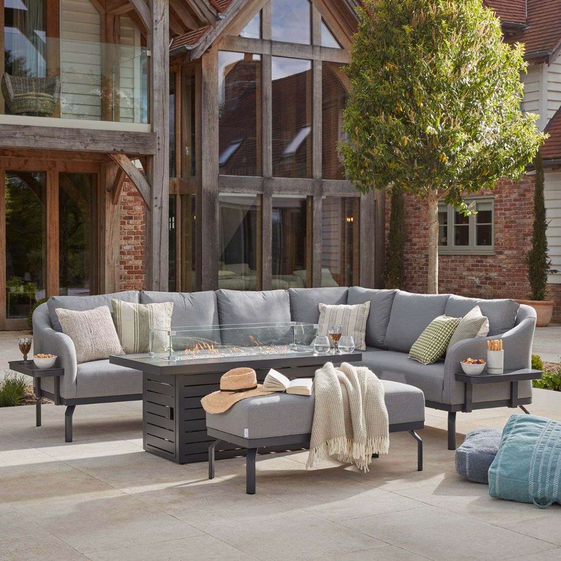 Belgravia 2E - Extended Corner Sofa with Gas Fire Pit Coffee Table main product photo