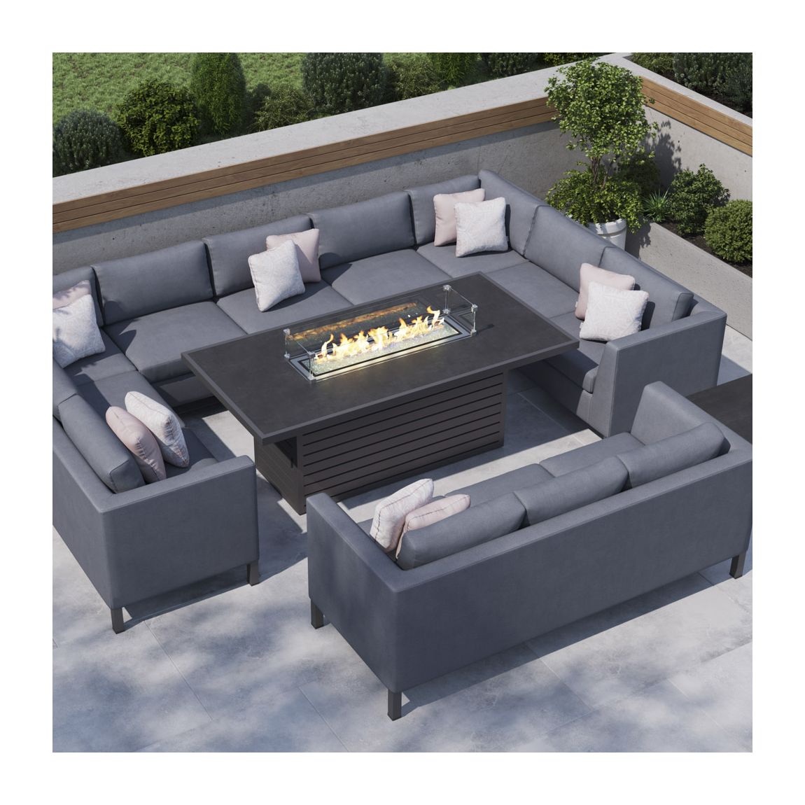 Birkin 5G - U Shaped Sofa with Gas Fire Pit Dining Table and 3 Seat Sofa main product photo