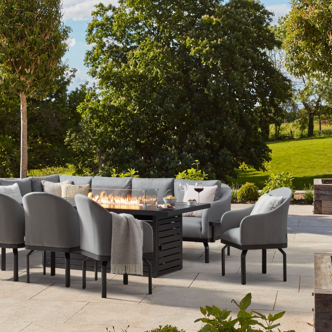 Belgravia 2M - Extended Corner Sofa Combo with Gas Fire Pit Dining Table & Dining Chairs main product photo