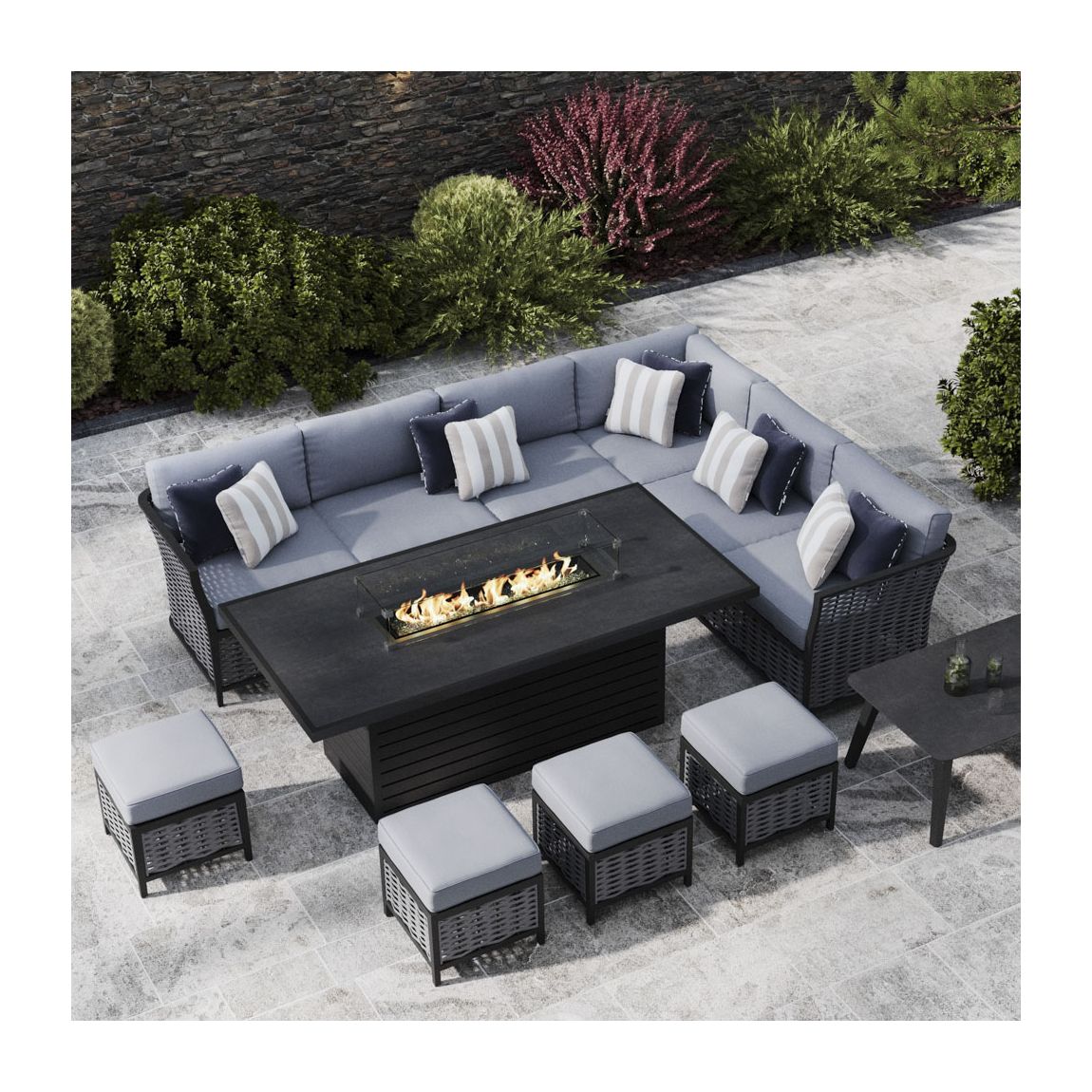 Talia 2G - Extended Corner Sofa with Gas Fire Pit Dining Table and Footstools main product photo