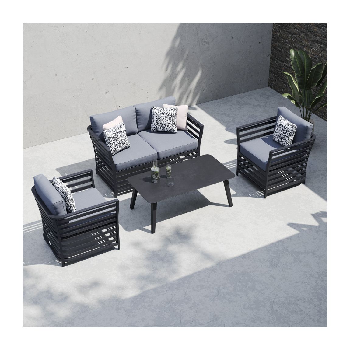 Salone 10B - 2 Seat Sofa with Coffee Table and Armchairs - Graphite main product photo