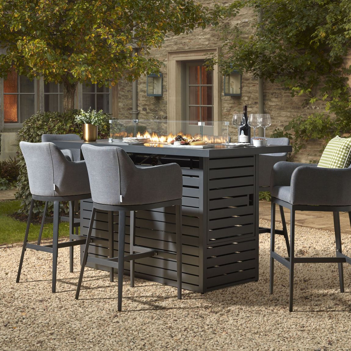 Birkin Bar Table 6G - 6 Bar Stools and Gas Fire Pit main product photo