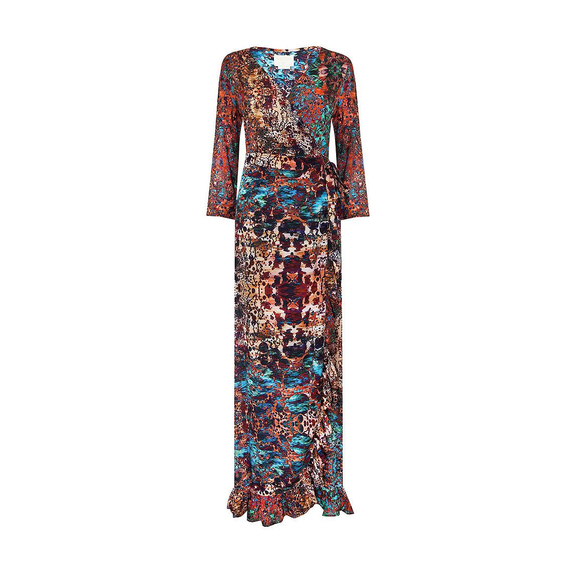 Long Moroccan Mirage Maxi Ruffle Wrap Dress main product photo